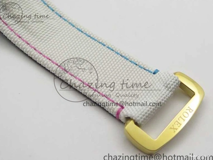 0413 ComfortFit Daytona DIW Carbon OMF Best Edition Blue Pink White Dial on White Nylon Strap A 2833